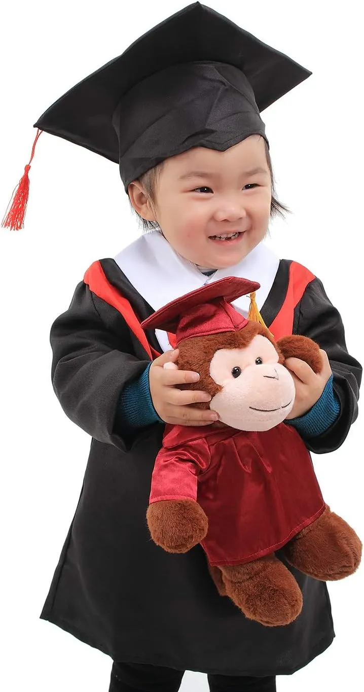 Plushland Moose Plush Stuffed Animal Toys Present Gifts for Graduation Day, Personalized Text, Name or Your School Logo on Gown, Best for Any Grad School Kids 12 Inches(Forest Green Cap and Gown)