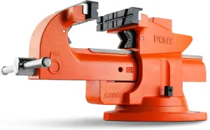 PONY Heavy Duty Bench Vise, 5-inch Jaw Width 7-inch Jaw Opening, 360-Degree Swivel Base with Anvil, Utility Combination Pipe Home Vise for Woodworking, One-Pair Vise Jaw Pad Included