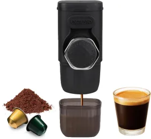 Portable Coffee Maker, 2 in 1 Small Travel Coffee Machine for Ground Coffee & Capsule, Manually Operated, 15 Bar Small Handheld Coffee Machine for Camping, Travel