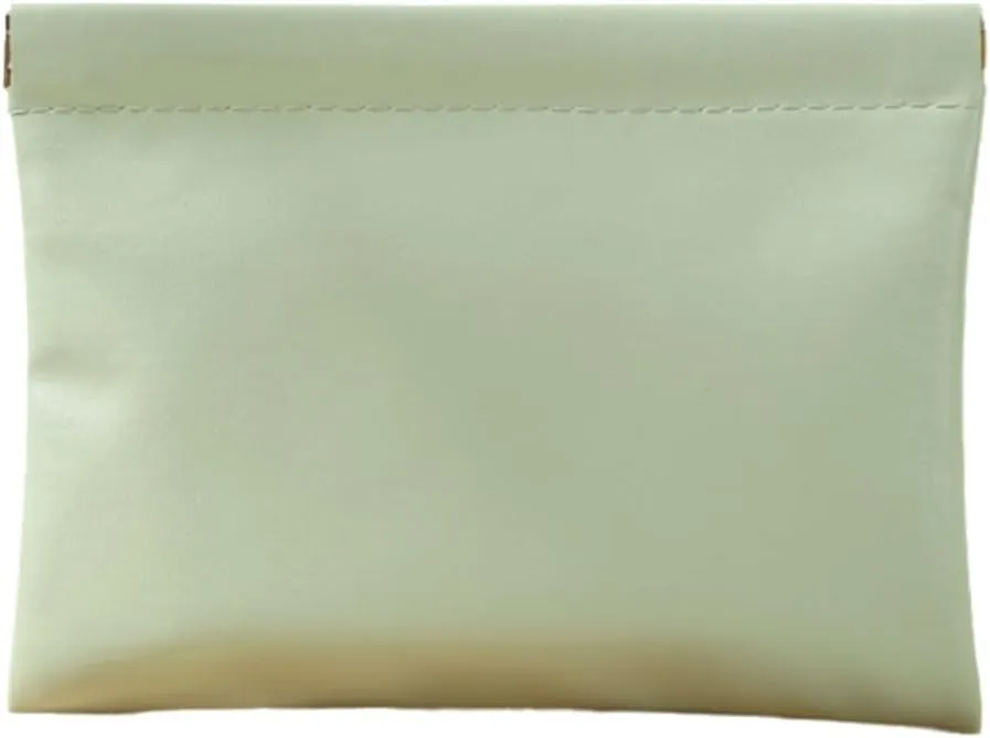 Portable Leather Self-Closing Mini Makeup Bag Lipstick Bag PU Leather Waterproof Automatic Closure Cosmetic Bag for Travel Outin Storage Organiser(Green,18x14cm(1pcs))