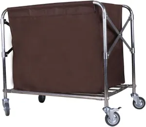 Portable Multifunction Vehicle Recycling Trolley, Folding Liner Laundry Sorter Trolley, Wheeled Service Cleaning Work Cart with Removable Bags, Utility Carts