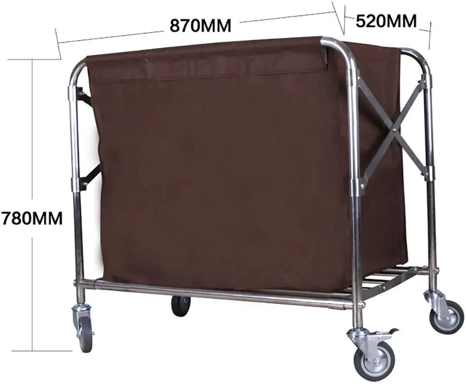Portable Multifunction Vehicle Recycling Trolley, Folding Liner Laundry Sorter Trolley, Wheeled Service Cleaning Work Cart with Removable Bags, Utility Carts