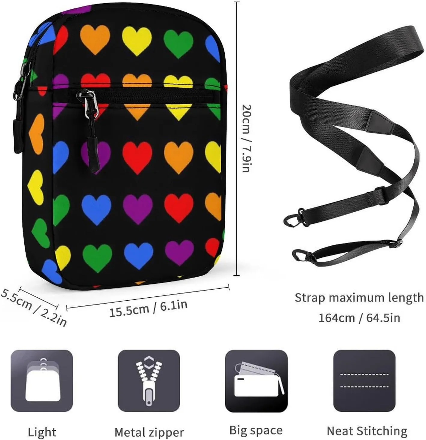 Portable Small Crossbody Bag for Women Men, Casual Mini Cell-phone Pouch Travel Shoulder Bag