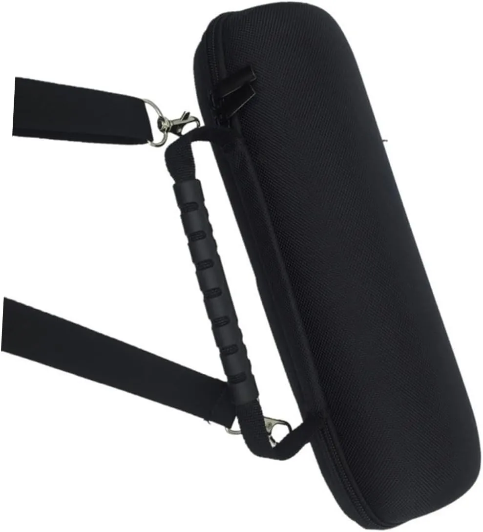 Portable Speaker Storage Bag with Strong Zipper Eva Carrying Case for Charge Travel Friendly with Removable Shoulder Band and Secure Bungee Design Black