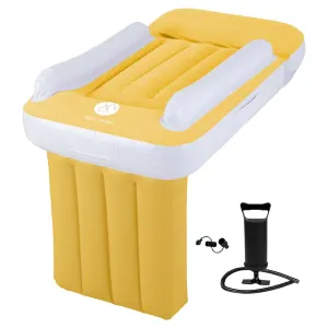 Portable Toddler Air Travel Bed with Raised Sides, Aero Bed for Kids, Ideal for Plane, Car, and Train Journeys, Includes Safety Belt and Manual Pump, Designed to Fit Airplane Seats.