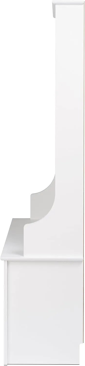 Prepac Entryway Organizer, Coat Rack, Hall Tree features 4 Hooks for Coat Storage, & Hanging Bags; Furniture for Entryway with Bench & 15 Cubbies for Shoe Storage, 38” W x 68” H x 15.5” D, White