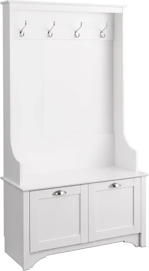 Prepac Wide Hall Tree with Shaker Doors, White