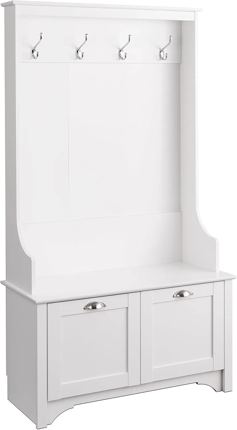 Prepac Wide Hall Tree with Shaker Doors, White