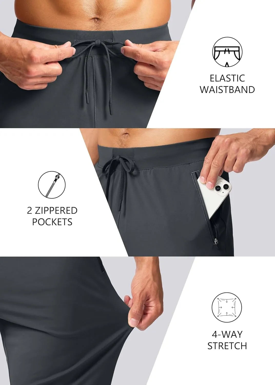 Pudolla Men's Lightweight Sweatpants with Pockets Ultra 4-Way Stretch Soft Joggers for Gym Workout Runing Athletic Pants