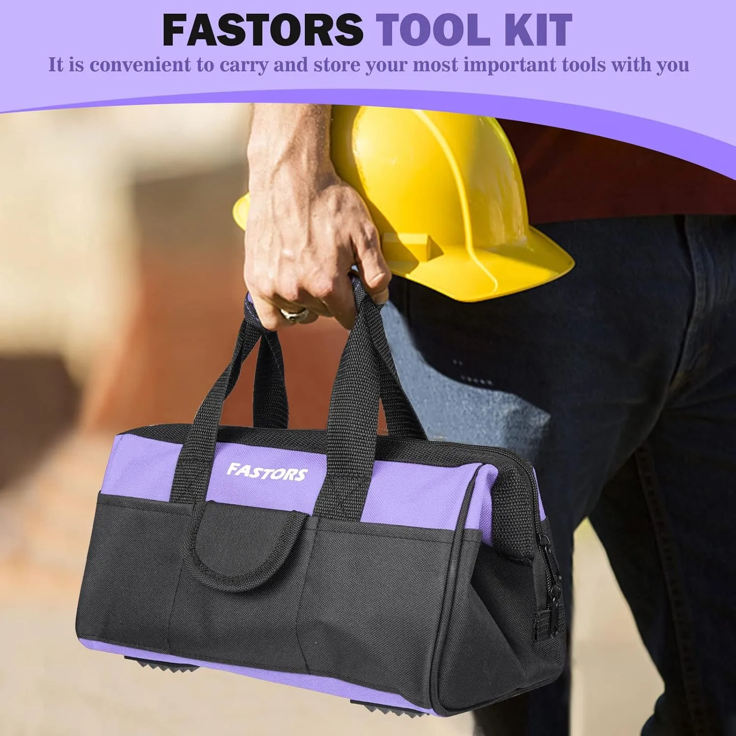 Purple Tool Bag for Women With 13-Inch Wide Mouth,Tool Bag With 8 Pockets Outside and 2 Pockets Inside(Purple)