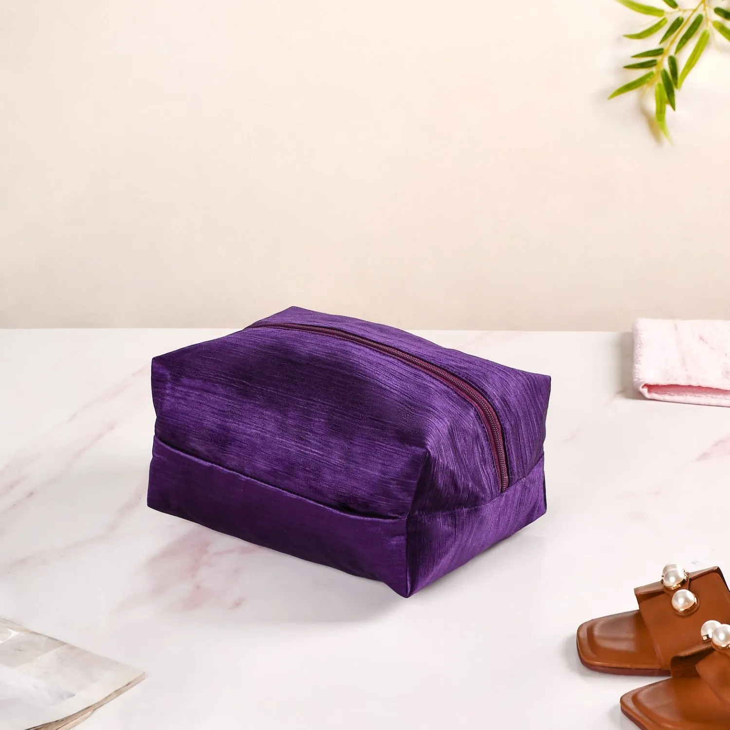 Purple Zippered Travel Shoe Bags Small Set Of 3
