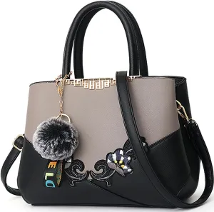 Purse and Handbag for Women Embroidery Top Handle Satchel Fashion Ladies Shoulder Bag Leather Tote Purse Messenger Bag