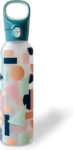 Pyrex 17.5-Oz Color Changing Glass Water Bottle with Silicone Coating, Leakproof and Textured Glass Reusable Water Bottle, Eco-Friendly, BPA-Free Silicone Coating, Abstract Motion