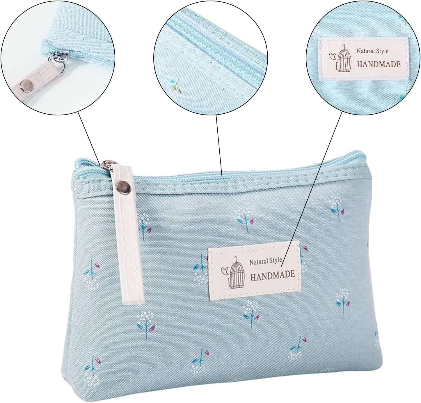 Qikuver Canvas Cosmetic Bags, 2 Pieces Cosmetic Bags for Women, Makeup bag Cute Cosmetic Bag Organizer Small Mini Makeup Pouch for Purse Toiletry Bag