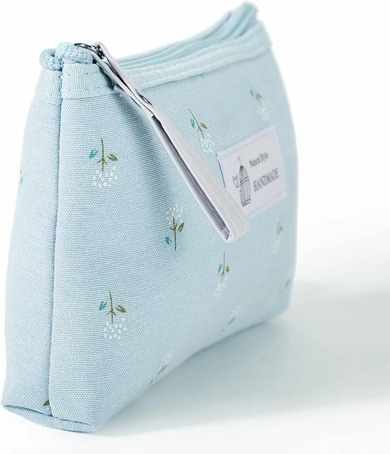 Qikuver Canvas Cosmetic Bags, 2 Pieces Cosmetic Bags for Women, Makeup bag Cute Cosmetic Bag Organizer Small Mini Makeup Pouch for Purse Toiletry Bag