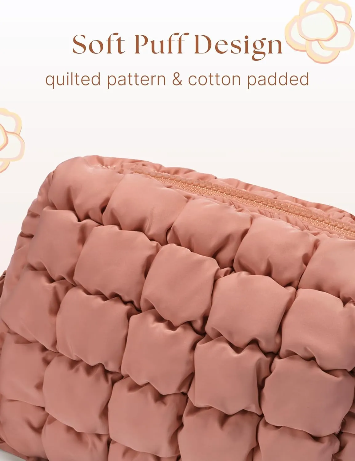Quilted Makeup Bag Puffy Cosmetic Bag Cute Puffer Travel Toiletry Bag for Women, Large Makeup Pouch for Purse Quilted Cosmetic Pouch for Essentials Toiletries, Christmas for Women, Girls