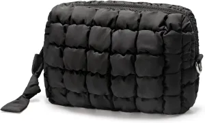 Quilted Makeup Bag Puffy Cosmetic Bag Cute Puffer Travel Toiletry Bag for Women, Large Makeup Pouch for Purse Quilted Cosmetic Pouch for Essentials Toiletries, Christmas for Women, Girls