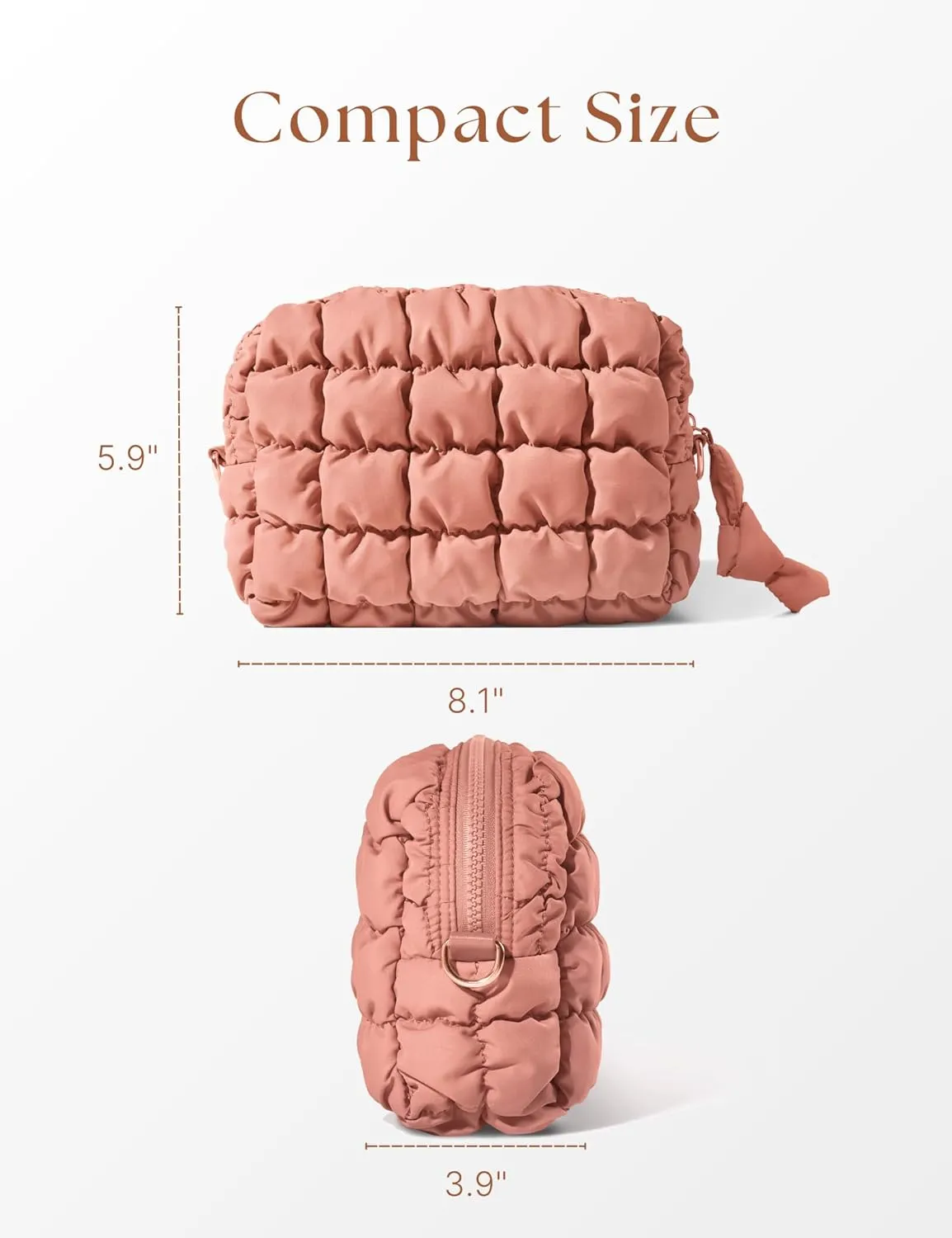 Quilted Makeup Bag Puffy Cosmetic Bag Cute Puffer Travel Toiletry Bag for Women, Large Makeup Pouch for Purse Quilted Cosmetic Pouch for Essentials Toiletries, Christmas for Women, Girls