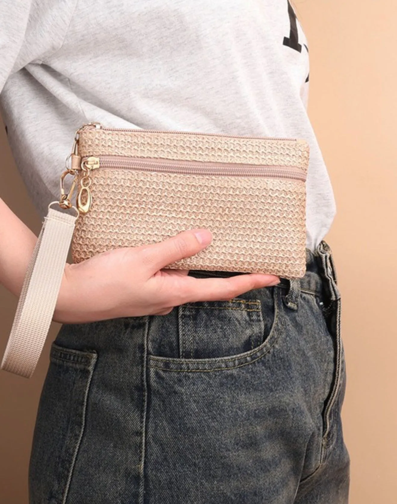 "Sugar Beach" (ash mocha) wristlet wallet bag