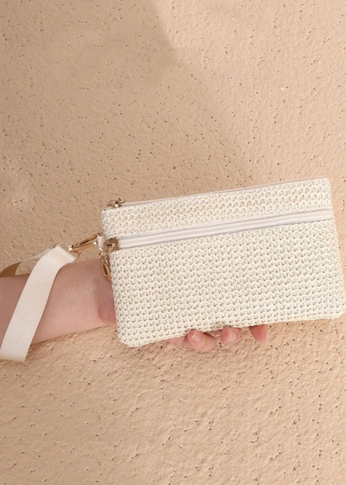 "Sugar Beach" (ivory) wristlet wallet bag