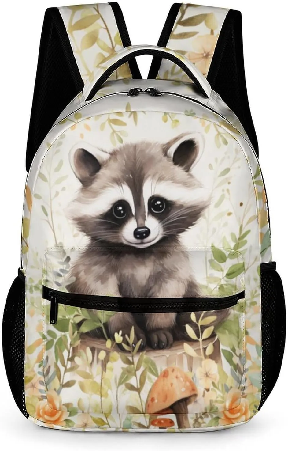 Raccoon Backpack for Kids Girls Boys School, 16 Inches Cute Raccoons Theme Bookbag, Adjustable, Lightweight, Large Capacity, Colorful Daily Casual Animal Backpacks