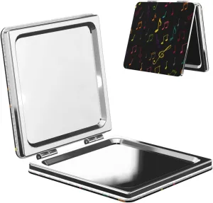 Rainbow Music Notes Musical Small Makeup Mirror Portable Travel Cosmetic Mirror Folding Small Pocket Mirror