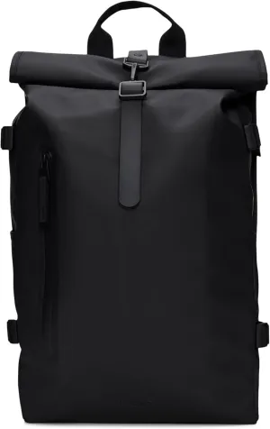 RAINS Rolltop Rucksack Large – Waterproof, Cycle-Ready, with Laptop Pocket and Chest Strap for Secure, Weatherproof Travel (Black)