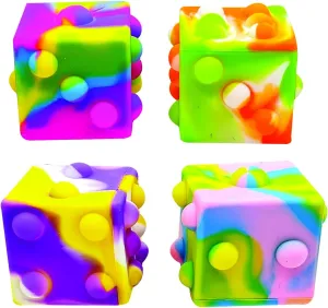 Raymond Geddes Pop ‘n’ Dice Fidget Cube Toys (12 per Bag) - 6 Sided Pop it Fidget Toys Pack - Fidget Squishy Toys in 4 Tie Dye Colors
