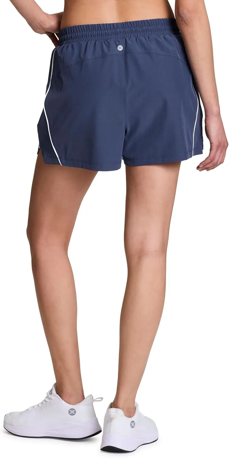 RBX Active Women's Athletic Relaxed Fit Quick Dry Stretch Woven Running Short with Inner Attached Brief and Pockets