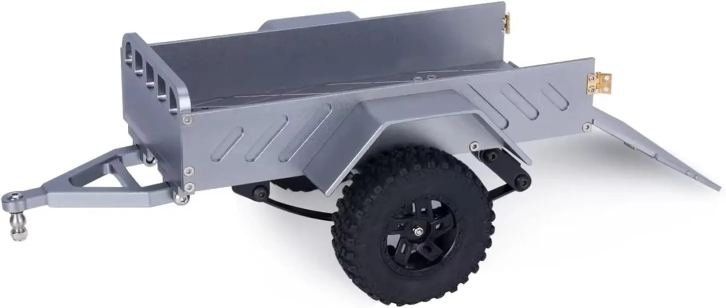 RC Car Parts Compatible with TRX4M for Defender for Bronco K10 for SCX24 for FMS Utility Trailer with Ball Head Tool for Small 1/18 1/24 RC Crawler Car(Gray)