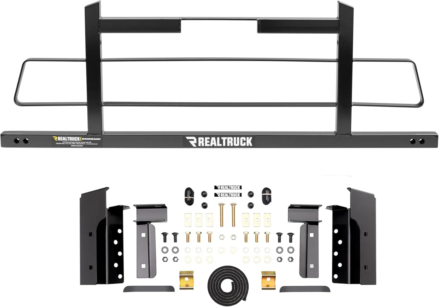 RealTruck Backrack Hardware Kit for use w/Wide-Top Tonneau, Black, No Drill | 50327 | Fits 2015-2023 Toyota Tacoma; 2005-2015 Toyota Tacoma w/Utility Track System