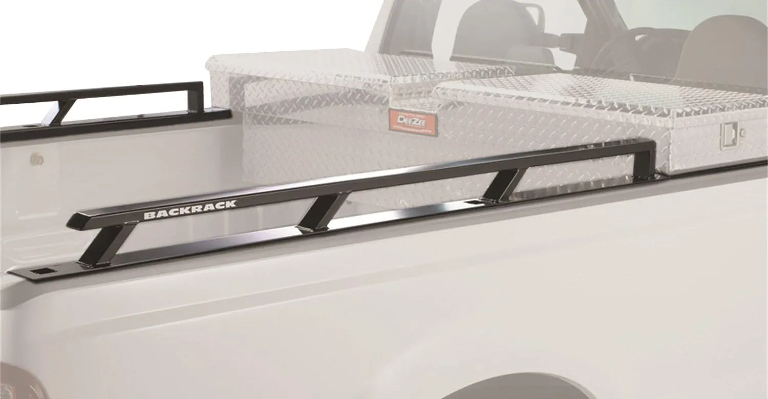 RealTruck Backrack Side Rails to use w/ 21" Toolbox | Black, No Drill | 80521TB | Fits 2017-2025 Ford F-250/F-350/F-450/F-550 8' Bed