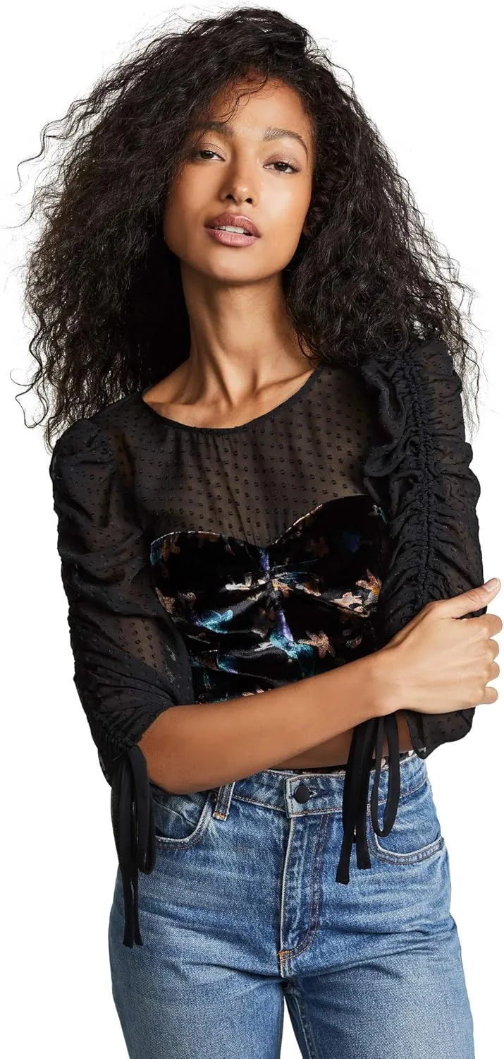 Rebecca Taylor Women's Long Sleeve Solstice Velvet Top