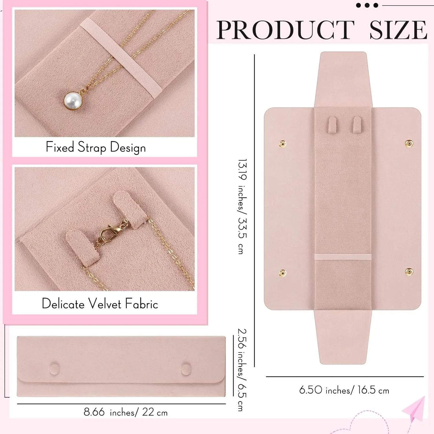 Remuuly 6 Pcs Necklace Travel Case No Tangle Necklace Pouch Travel Jewelry Organizer Bridesmaid Gifts for Wedding Christmas Microfiber Jewelry Pouch Storage Bag for Women