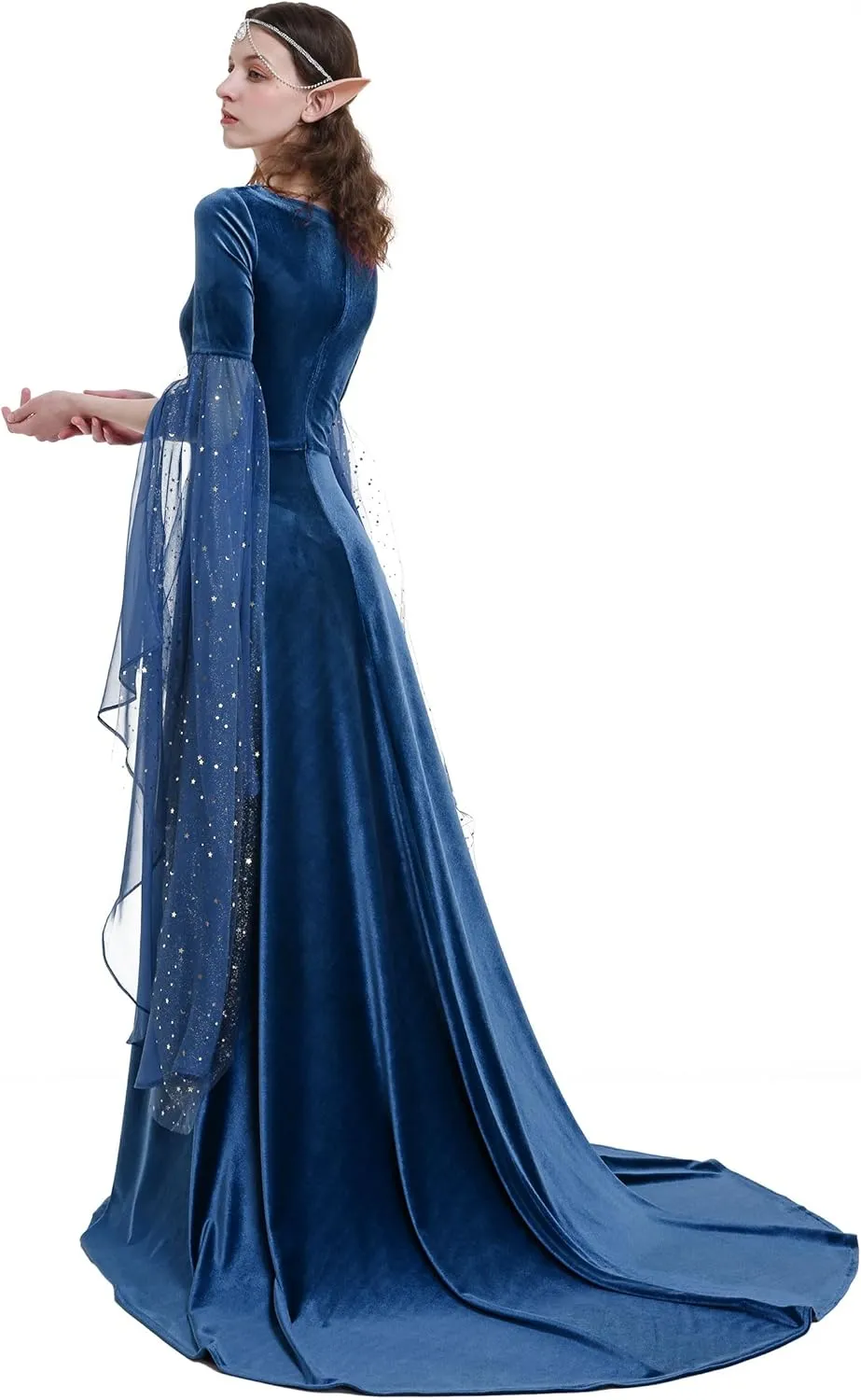 Renaissance Dress Women Retro Elegant Velvet Gown Medieval Dress Fantasy Medieval Costume