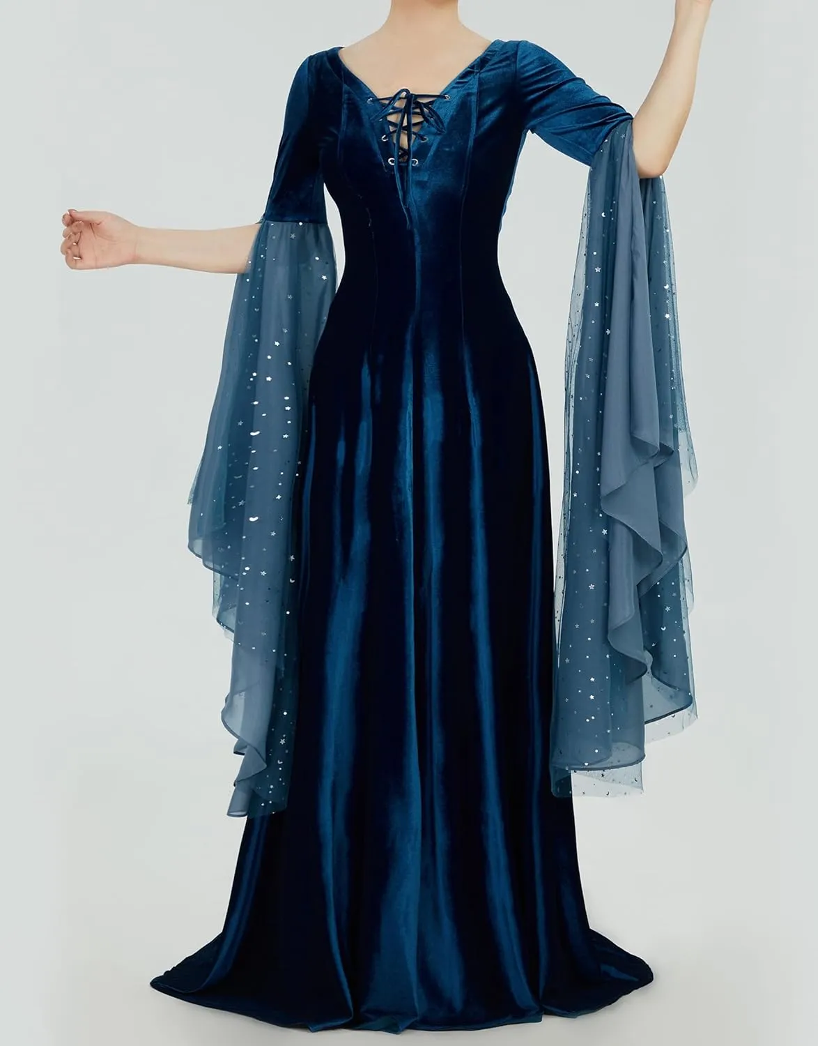 Renaissance Dress Women Retro Elegant Velvet Gown Medieval Dress Fantasy Medieval Costume