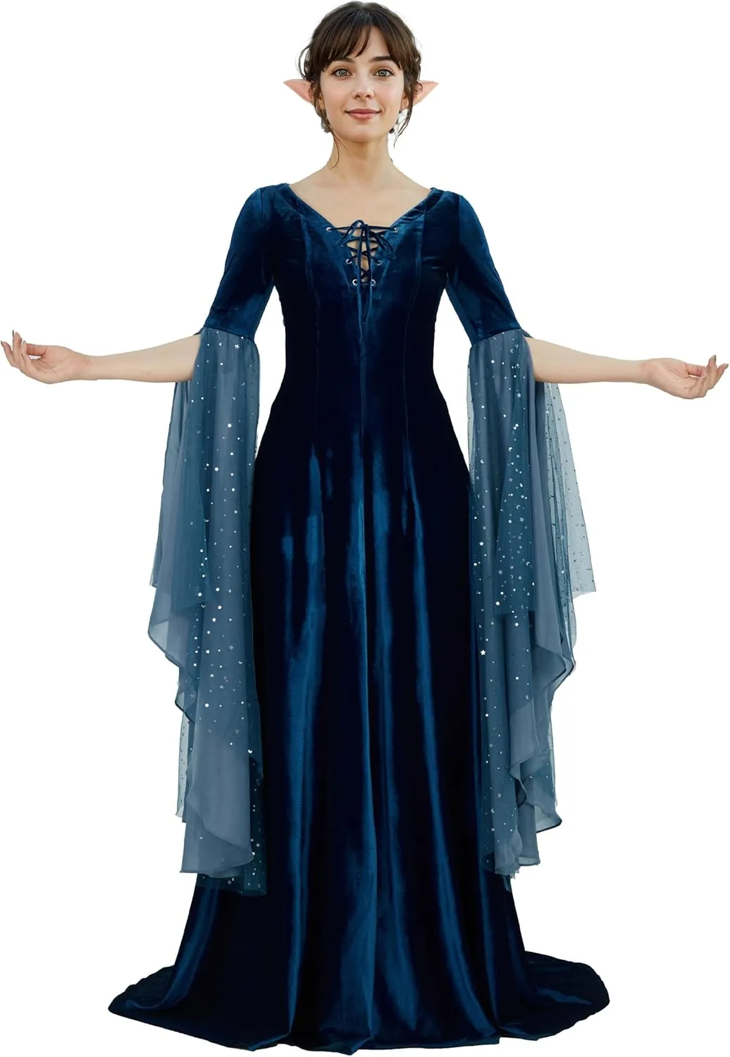 Renaissance Dress Women Retro Elegant Velvet Gown Medieval Dress Fantasy Medieval Costume