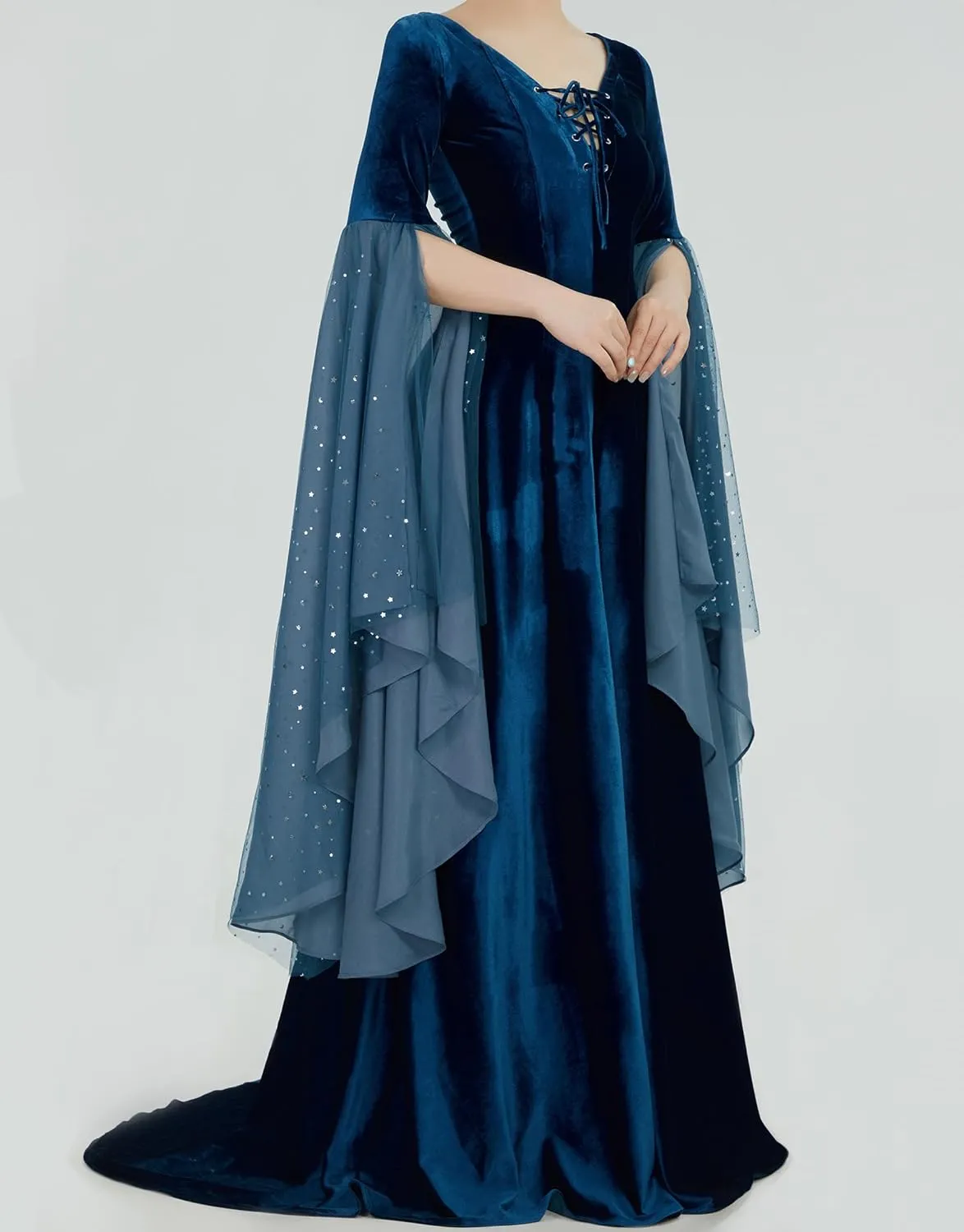 Renaissance Dress Women Retro Elegant Velvet Gown Medieval Dress Fantasy Medieval Costume