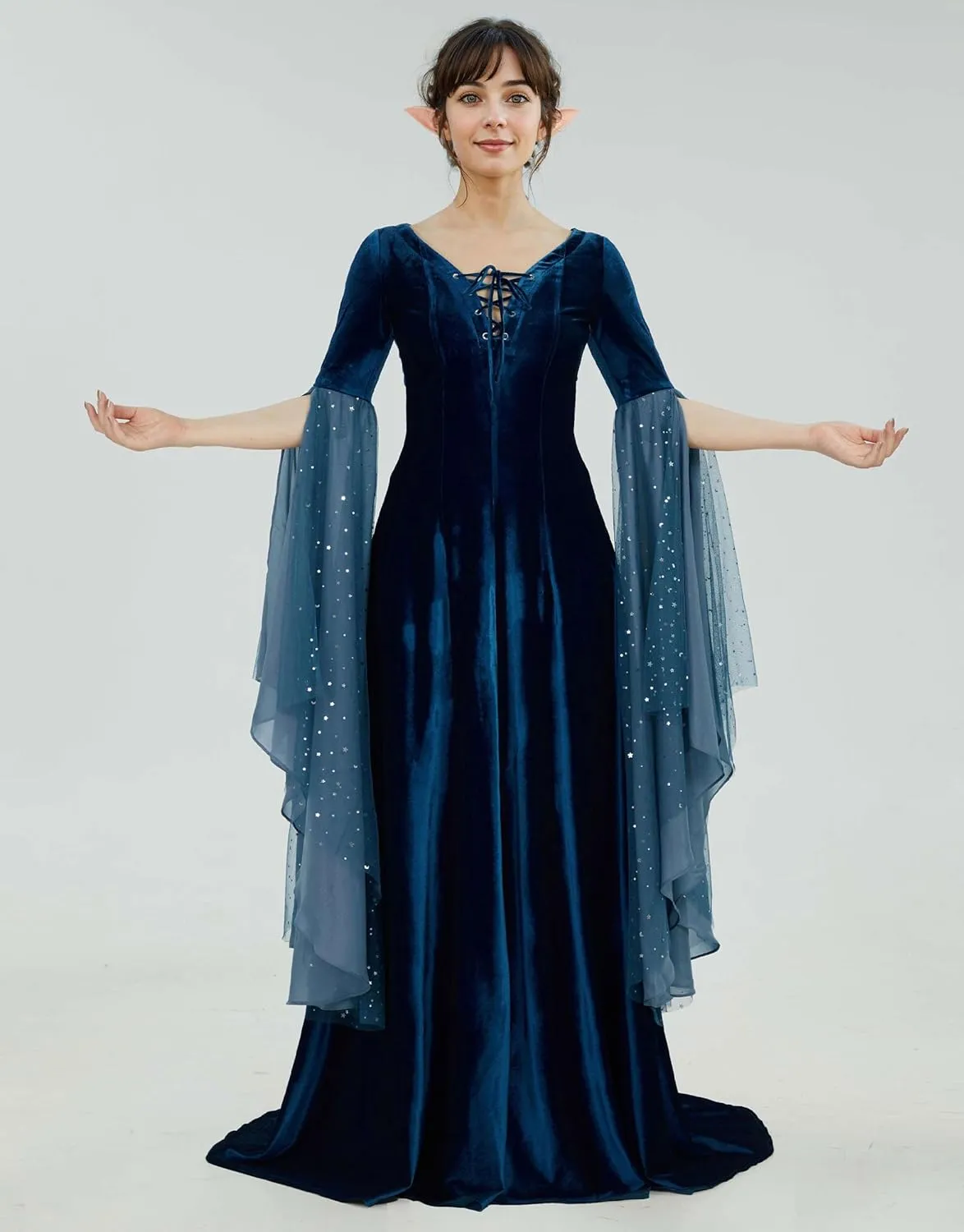 Renaissance Dress Women Retro Elegant Velvet Gown Medieval Dress Fantasy Medieval Costume