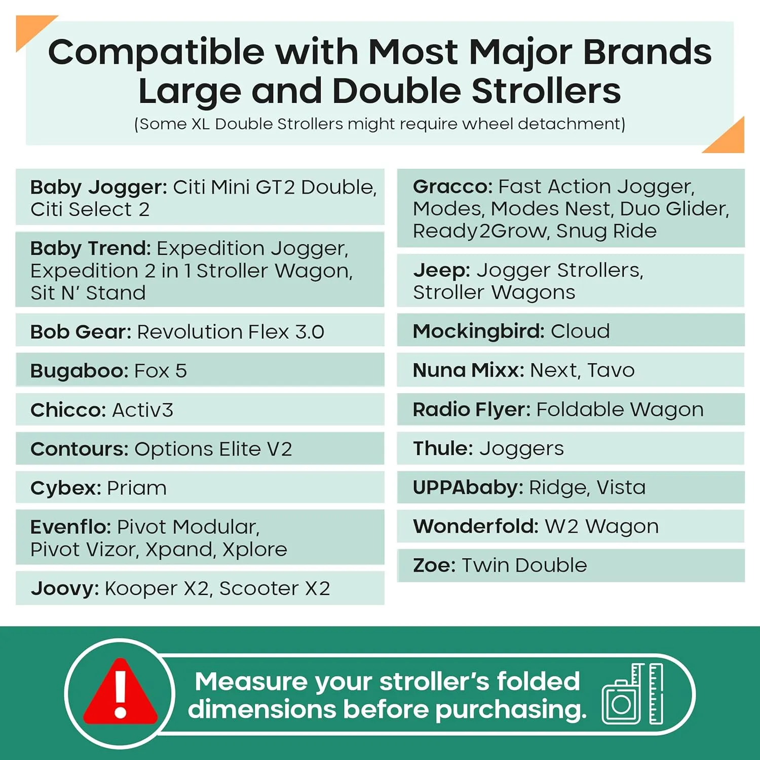 reperkid Large Stroller Bag for Airplane Travel, Black & Green, 47" H x 24" W x 15" D, Fits Most Large, Single, Double, Jogging Strollers – Premium Waterproof Cover, Adjustable Shoulder Straps