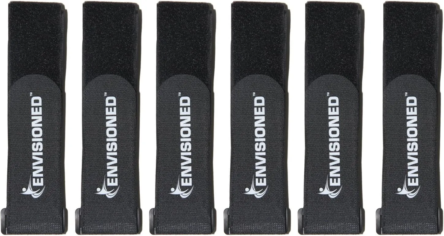 Reusable Cinch Straps 2" x 60" - 6 Pack, Multipurpose Strong Gripping, Quality Hook and Loop Securing Straps (Black)