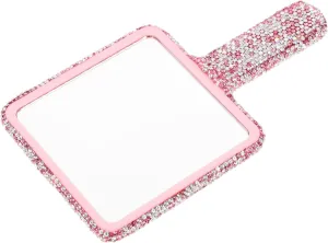 Rhinestone Handheld Mirror Compact Decorative Makeup Mirror with Stylish Bling Design for Women Lightweight Durable and Present for All Ages