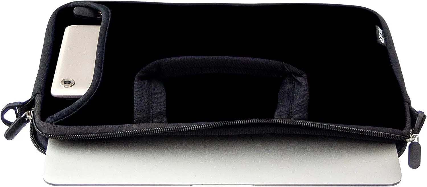 RICHEN 11 11.6 12 12.5 13 inches Laptop/Chromebook/Notebook PC Messenger Bag Tablet Travel Handle Case Neoprene with Shoulder Strap (11-13.3 inch, Pure Black)