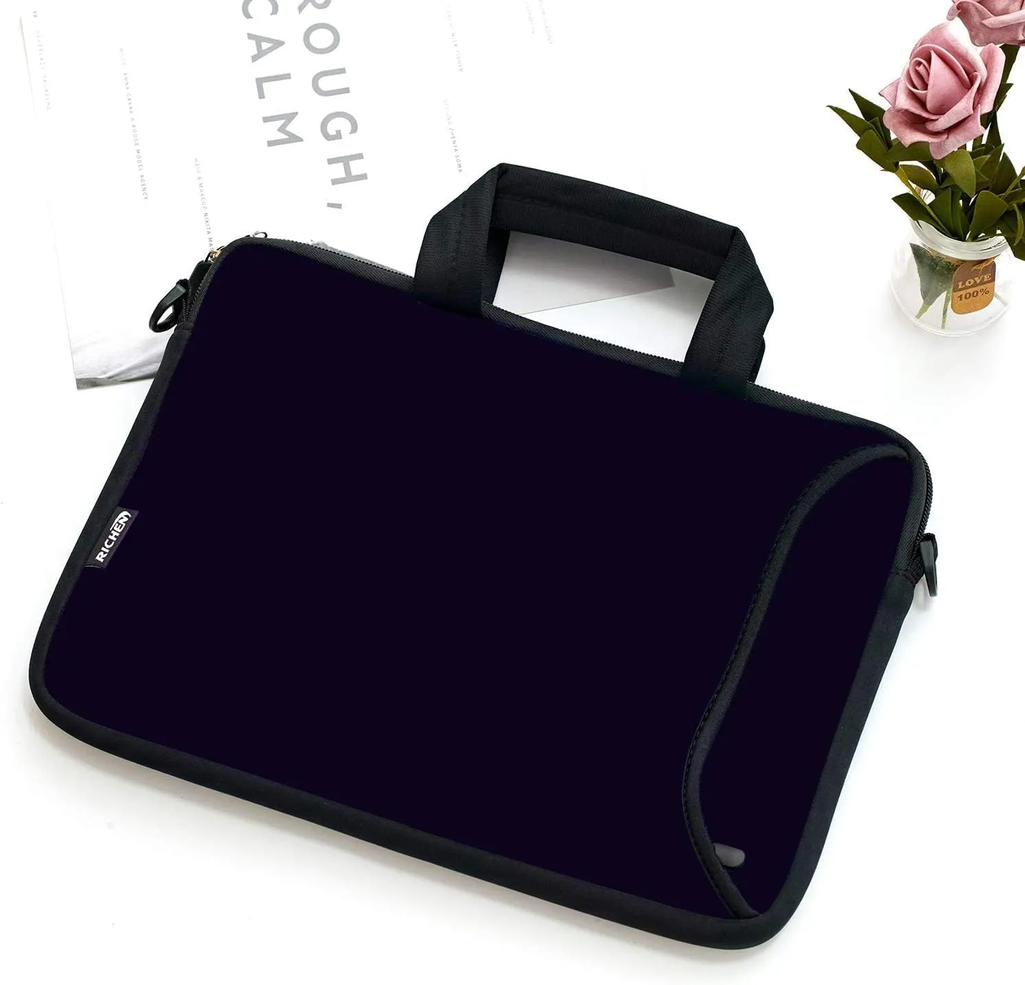 RICHEN 11 11.6 12 12.5 13 inches Laptop/Chromebook/Notebook PC Messenger Bag Tablet Travel Handle Case Neoprene with Shoulder Strap (11-13.3 inch, Pure Black)