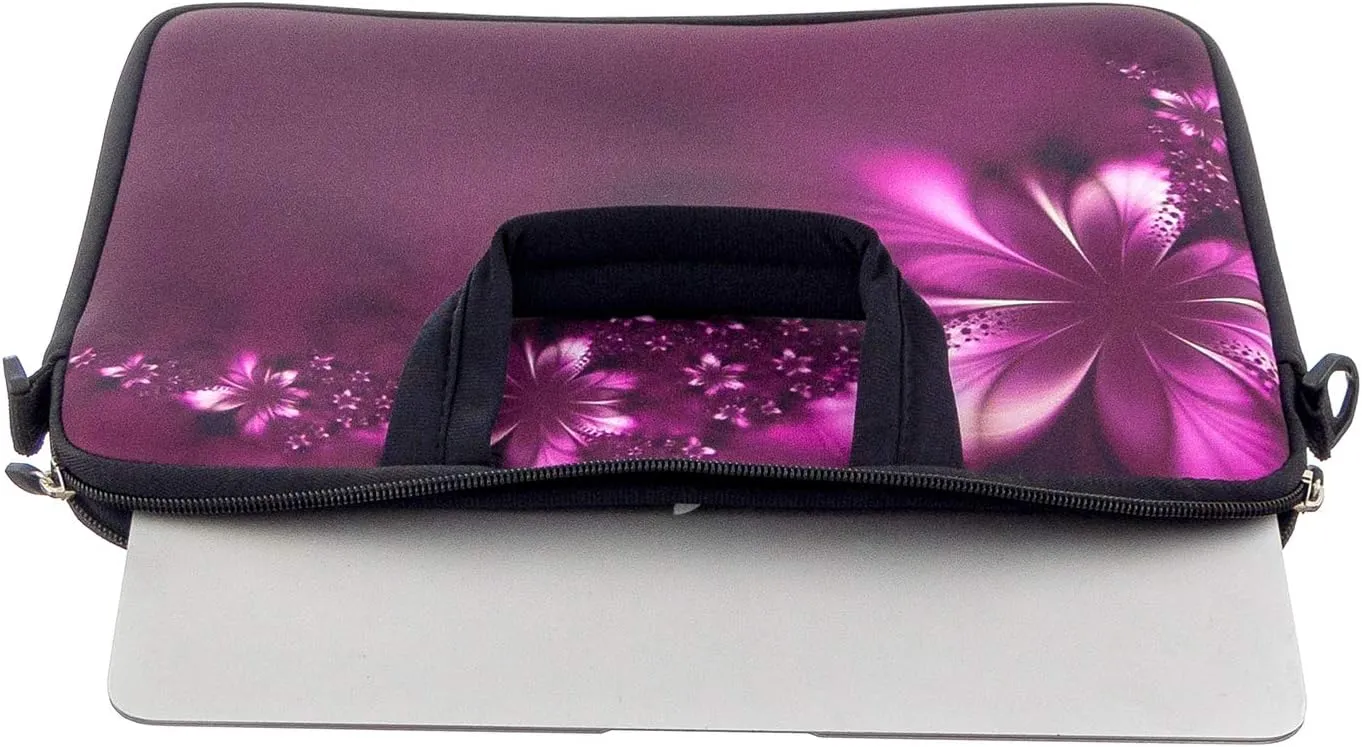 RICHEN 17 inch Laptop Shoulder Bag Carrying Case Computer PC Cover Pouch with Handle Fits 15.6/16/17/17.3/17.4 inch Laptop Notebook (16-17.3 inch, Flowers)