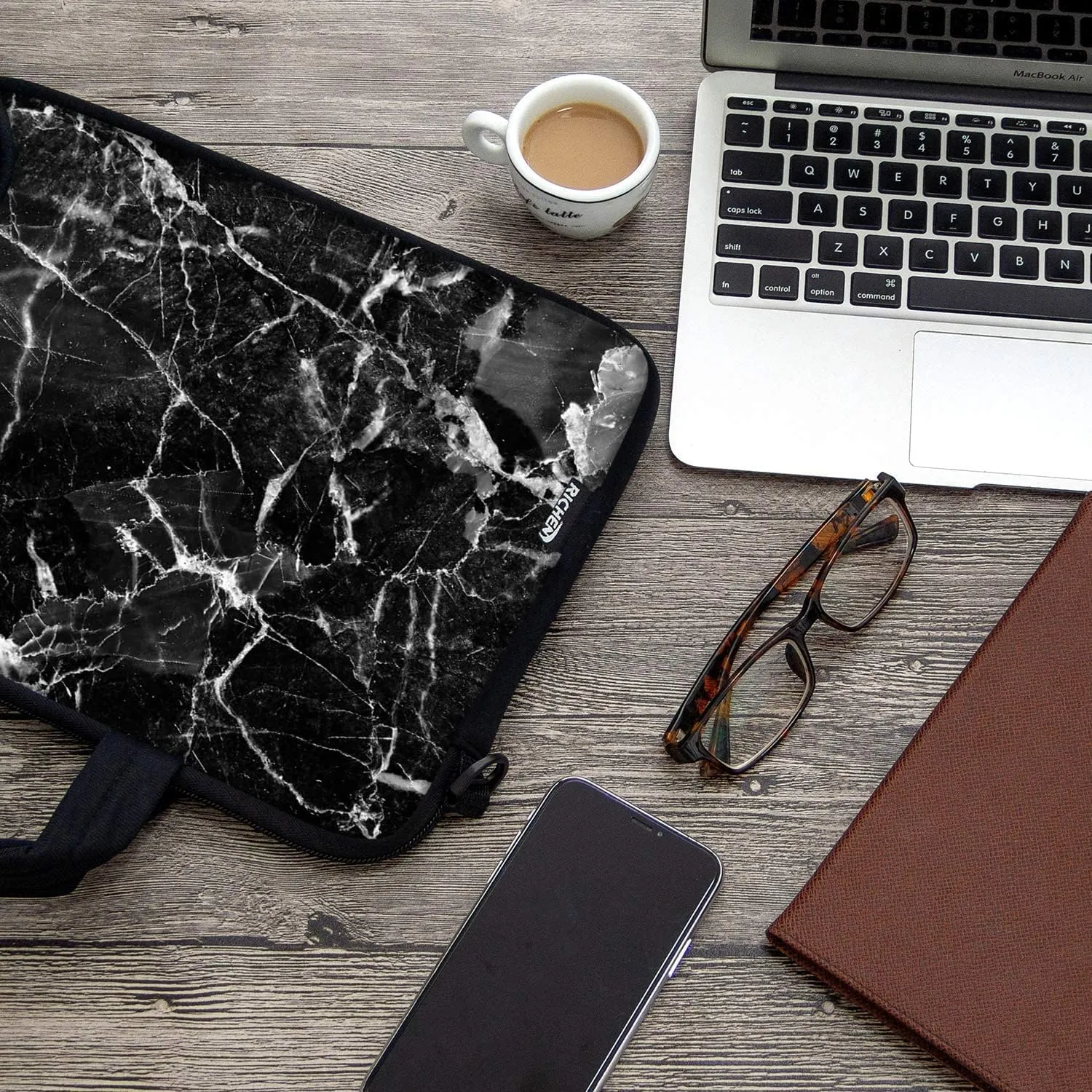 RICHEN Messenger Bag Carrying Case Sleeve with Handle Accessory Pocket Fits Laptops/Notebook/ebooks/Kids tablet/ipad (11-13.3 inch, Black Marble)