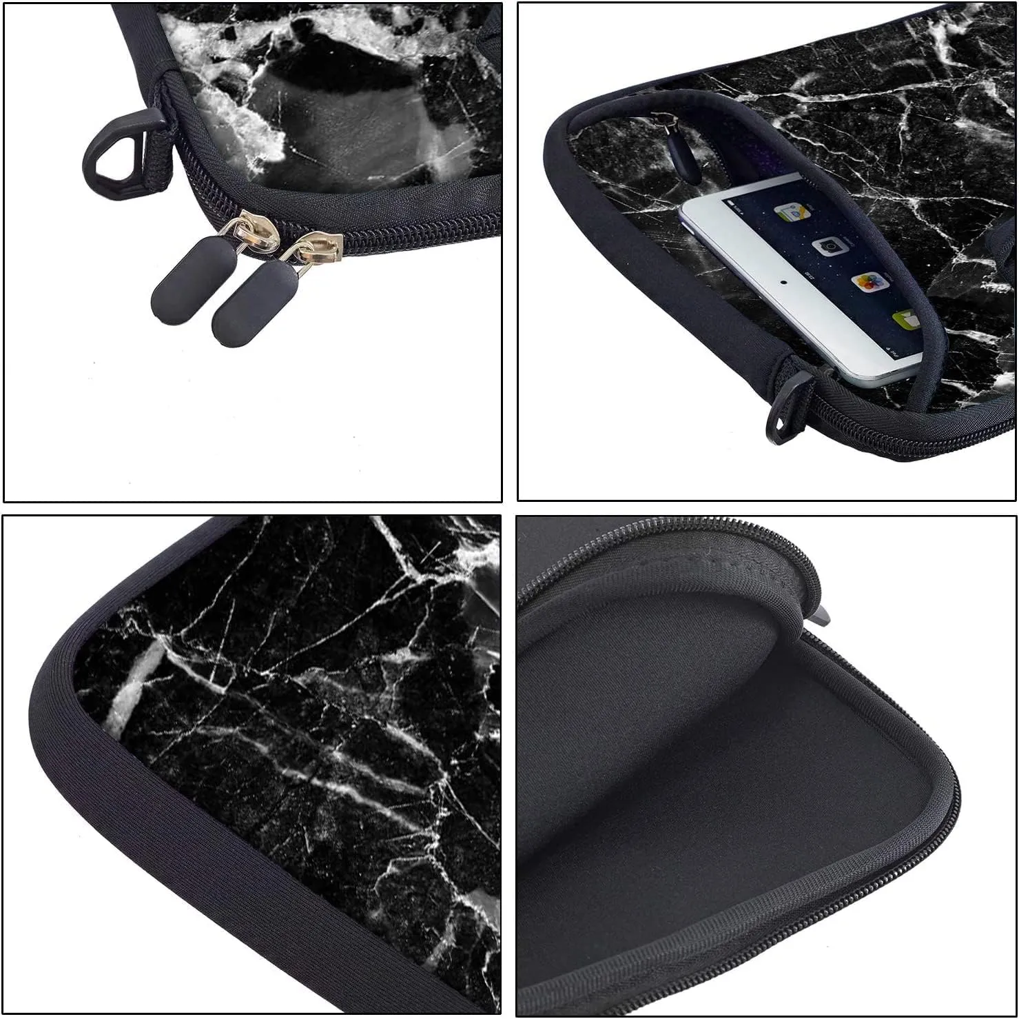 RICHEN Messenger Bag Carrying Case Sleeve with Handle Accessory Pocket Fits Laptops/Notebook/ebooks/Kids tablet/ipad (11-13.3 inch, Black Marble)