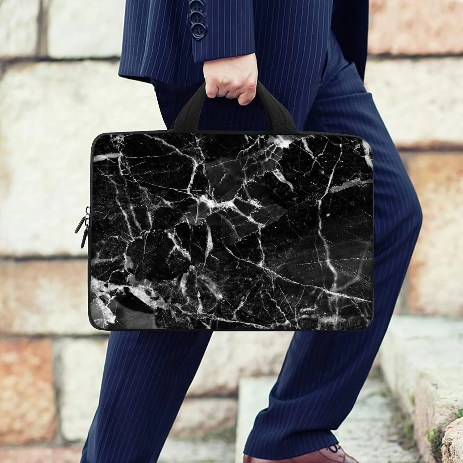 RICHEN Messenger Bag Carrying Case Sleeve with Handle Accessory Pocket Fits Laptops/Notebook/ebooks/Kids tablet/ipad (11-13.3 inch, Black Marble)