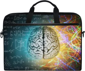 Right and Left Brain Funny Laptop Case Bag Sleeve Canvas Portable/Crossbody Briefcase Convertible w/Strap Pocket for MacBook Air/Pro Surface Dell ASUS hp Lenovo 15-15.4 inch