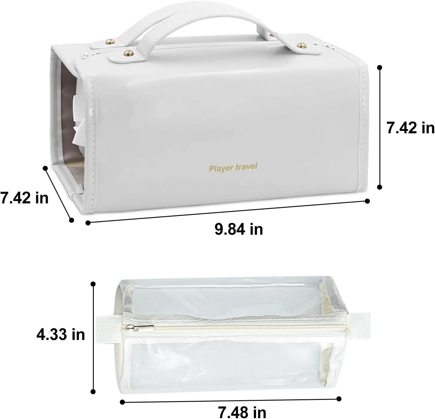 Roll up Makeup Bag, Travel Toiletry Bag, Multi-compartment Transparent Cosmetic Bag, Portable Waterproof Detachable Hanging Toiletry Bag.